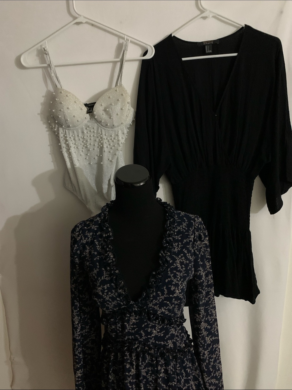 Lot of 9 Forever 21 Navy Floral Long-Sleeve Wrap Dress